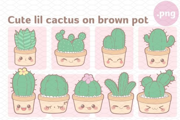 Integrating Cute Cactus on Brown Pot Set 1 into Modern Creative Workflows