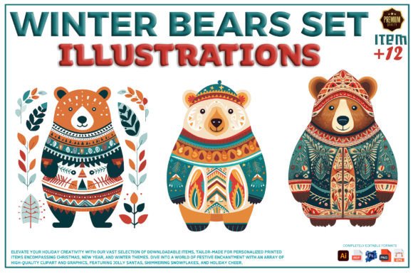 Winter Bear Set: Elevate Your Holiday Creativity with Premium Downloadable Graphics
